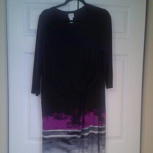 Chico’s dress, polyester blend, black print